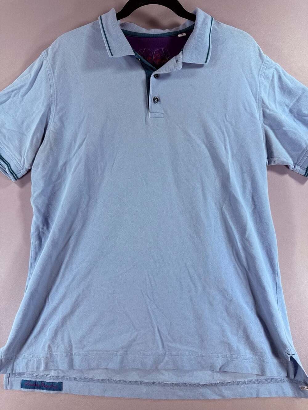 Robert Graham Men's Light Blue Short Sleeve Polo Shirt Men’s Size L Class C Fit